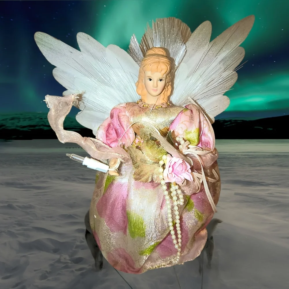 Vintage Pink and Gold Angel Tree Topper